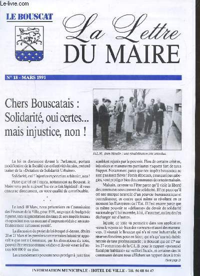 LA LETTRE DU MAIRE - N 18 - MARS 1991