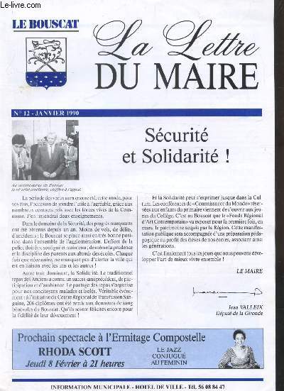 LA LETTRE DU MAIRE - N 12 - JANVIER 1990