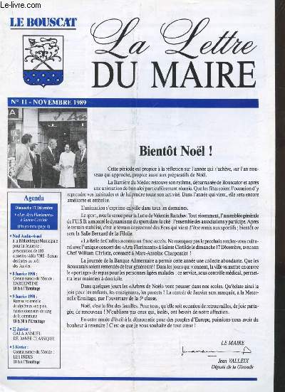 LA LETTRE DU MAIRE - N 11 - NOVEMBRE 1989