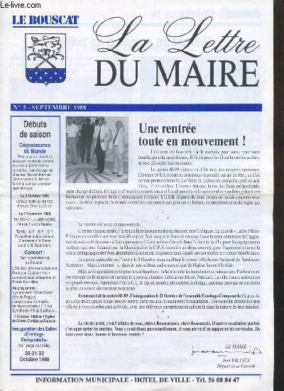 LA LETTRE DU MAIRE - N 5 - SEPTEMBRE 1988