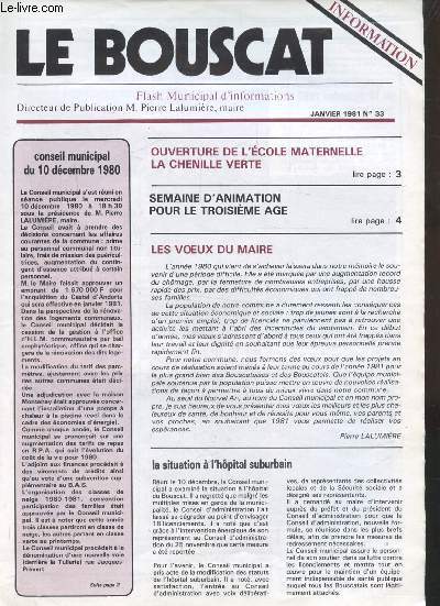 LE BOUSCAT - FLASH MUNICIPAL D'INFORMATIONS - N 33 - JANVIER 1981