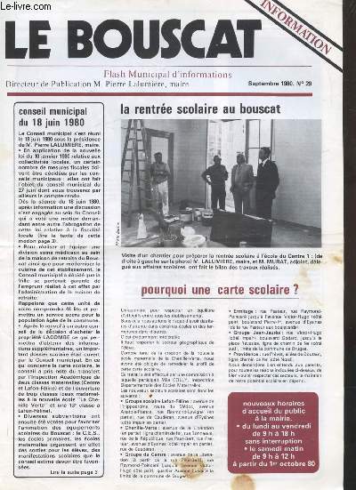 LE BOUSCAT - FLASH MUNICIPAL D'INFORMATIONS - N 29 - SEPTEMBRE 1980