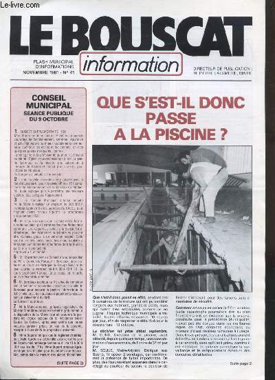 LE BOUSCAT - FLASH MUNICIPAL D'INFORMATIONS - N 41 - NOVEMBRE 1981