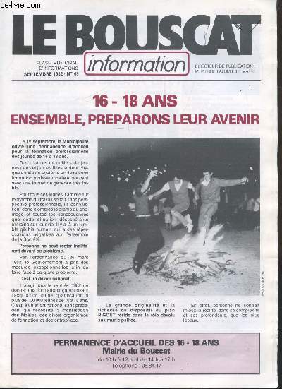 LE BOUSCAT - FLASH MUNICIPAL D'INFORMATIONS - N 49- SEPTEMBRE 1982