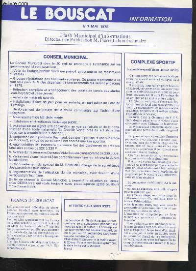 LE BOUSCAT - FLASH MUNICIPAL D'INFORMATIONS - N7 - MAI 1978