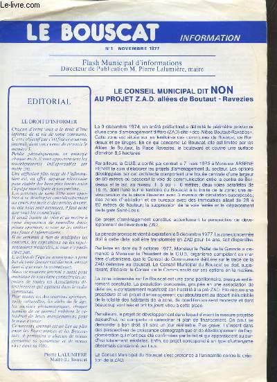 LE BOUSCAT - FLASH MUNICIPAL D'INFORMATIONS - N1 - NOVEMBRE 1977