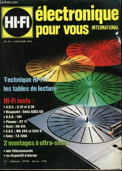 ELECTRONIQUE POUR VOUS - INTERNATIONAL - HI-HI - N 14 - JANVIER 1974 -