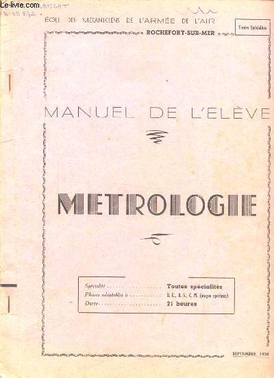 MANUEL DE L'ELEVE - METROLOGIE -