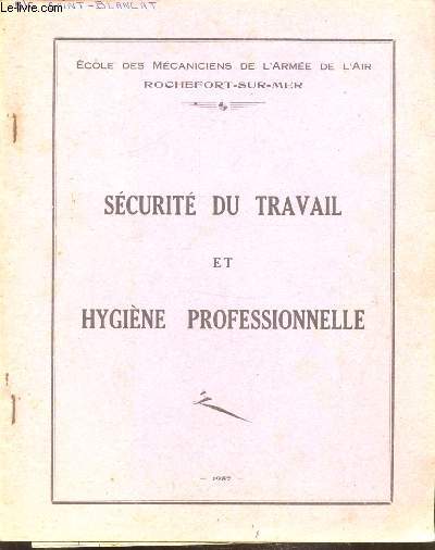 SECURITE AU TRAVAIL ET HYGIENE PROFESSIONNELLE
