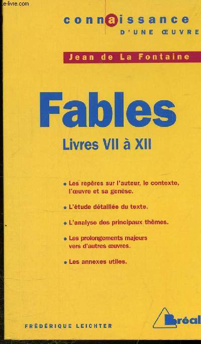 FABLES DE JEAN DE LA FONTAINE - LIVRES VII A XII