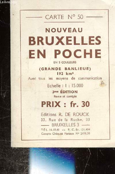 CARTE N50 - NOUVEAU BRUXELLES EN POCHE EN 5 COULEURS -