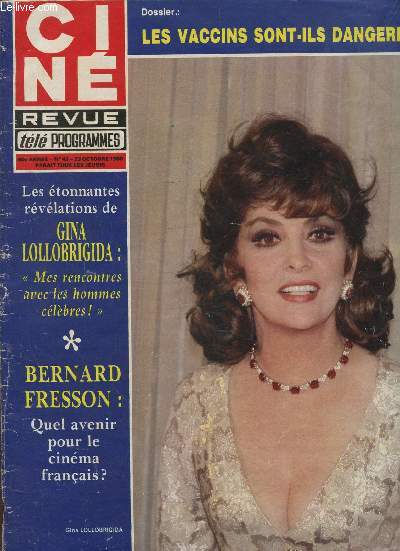 CINE REVUE - TELE PROGRAMMES -60E ANNEE- N43 - 23 OCTOBRE 1980 - Les tonnantes rvlations de Gina Lollobrigida: 