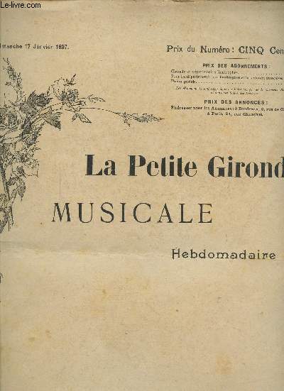 LA PETITE GIRONDE MUSICALE - N1 - DIMANCHE 17 JANVIER 1897- 