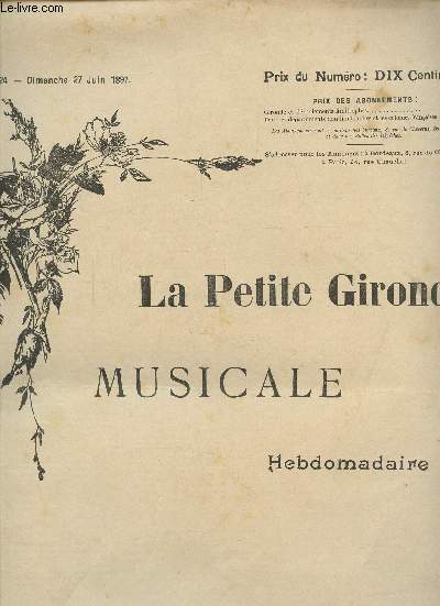 LA PETITE GIRONDE MUSICALE - N 24 - DIMANCHE 27 JUIN 1897 - DOGE - POUR PIANO PAR A. DUJARDIN