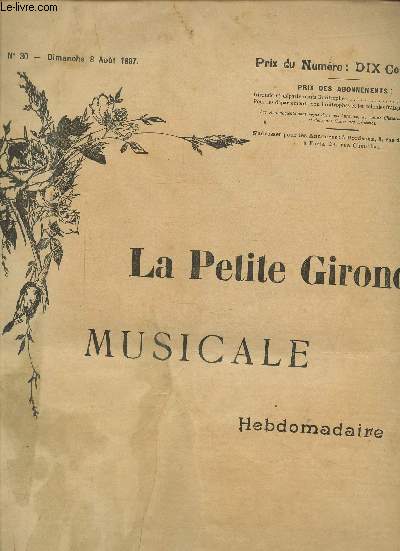 LA PETITE GIRONDE MUSICALE - N 30 - Dimanche 8 aot 1897 - Souvenirs de Mazovie par St. Pillenski pour piano.