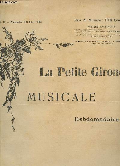 LA PETITE GIRONDE MUSICALE - N38 - Dimanche 3 octobre 1897 - Primaveras - Polka Mazurka pour piano - par Mestres Eugne.