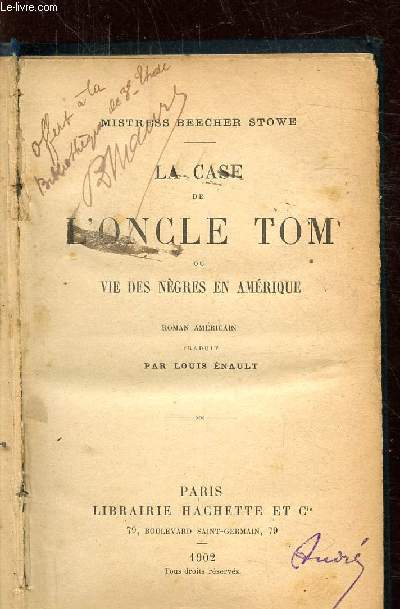 LA CASE DE L'ONCLE TOM OU VIE DES NEGRES EN AMERIQUE