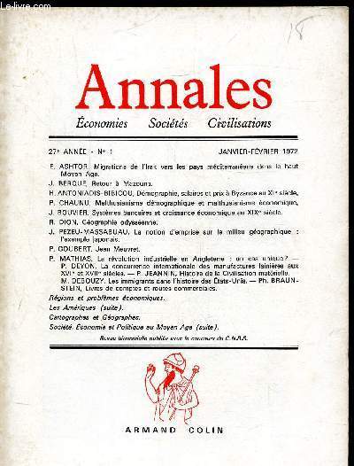 ANNALES - ECONOMIES - SOCIETES - CIVILISATIONS -