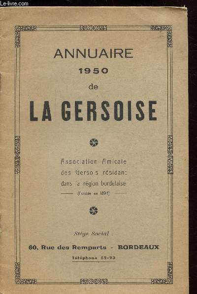 ANNUAIRE 1950 DE LA GERSOISE -