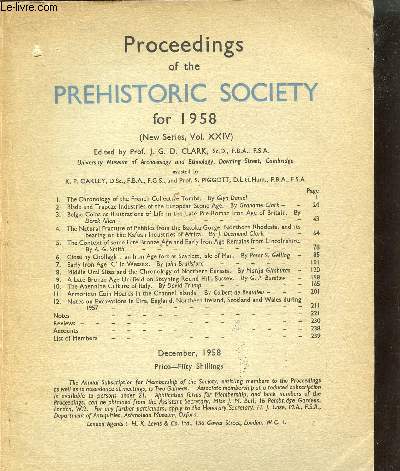 PROCEEDINS OF THE PREHISTORIC SOCIETY FOR 1958