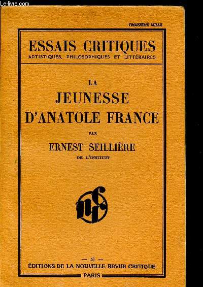 LA JEUNESSE D'ANATOLE FRANCE