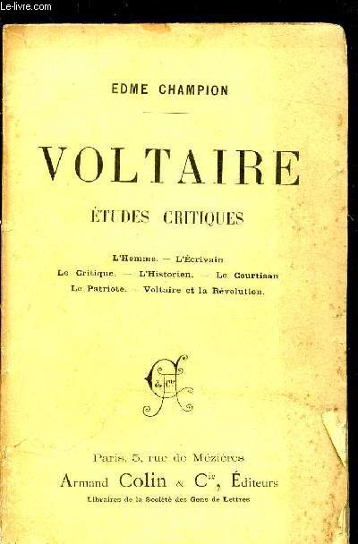 VOLTAIRE - ETUDES CRITIQUES