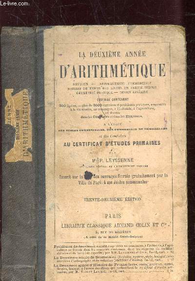 LA DEUXIEME ANNEE D'ARITHMETIQUE -