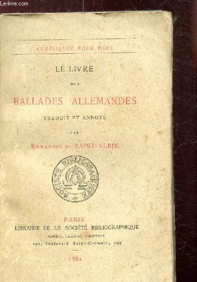 LE LIVRE DES BALLADES ALLEMANDES