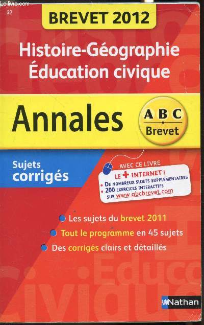 Annales 2012 - Sujets corrigs - Histoire/Gographie/Education civique -