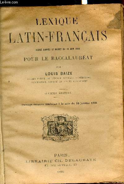 Lexique Latin-Franais pour le Baccalaurat -