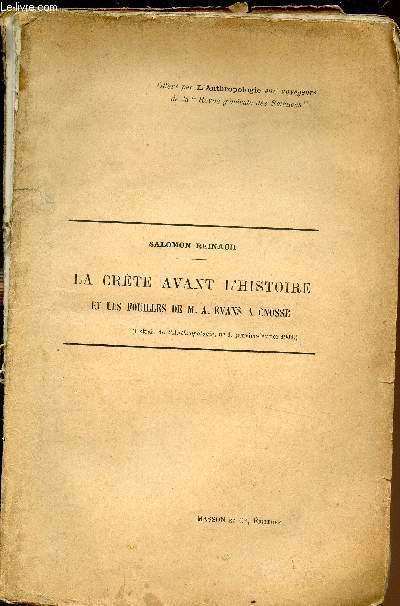 Extrait de l'Anthropologie n1 janvier fvrier 1902 - La Crte avant l'histoire et les fouilles de M. A. Evans a Cnosse