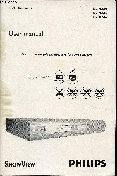 User Manual - DVD recorder DVDR610-615-616