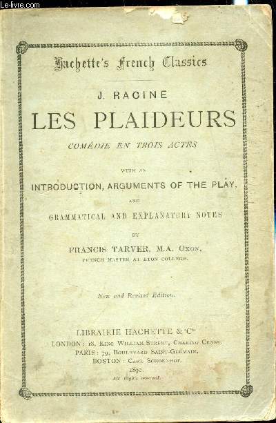 Les plaideurs - Comdie en 3 actes -