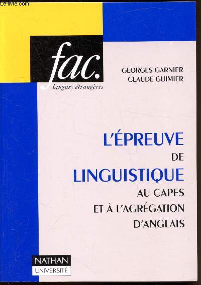 L'preuve de linguistique au Capes et  l'agrgation d'anglais -Colletion 