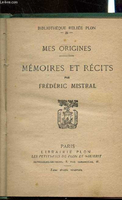 Mes originies - Memoires et rcits
