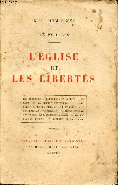 Le syllabus - L'eglise et les liberts - Les droits de l'glise dans la socit - Les papes et la contre-rvolution - L'encyclique 
