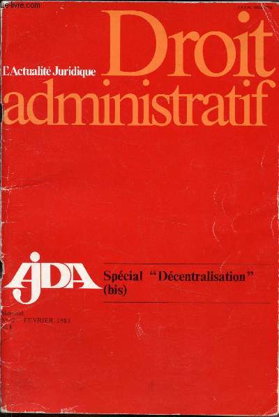 L'actualit Juridique - Droit administratif - N2 - fvrier 1983