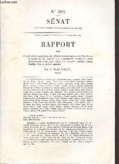 Snat - Quatrime sessio extraordinaire de 1981-1982 - Rapport fait au nom de la commission des Affaires conomiques et du Plan sur le projet de loi, adopt par l'A. Nationale aprs dclaration d'urgence relatif  la cration d'offices et d'intervention .