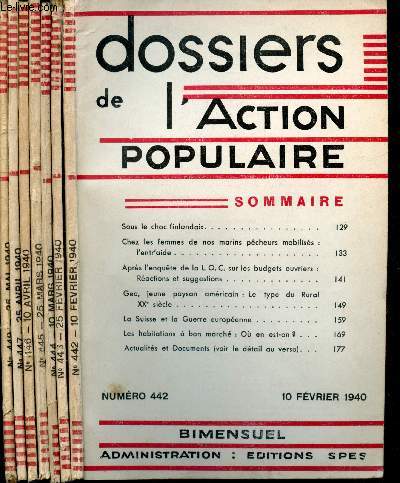 Les dossiers de l'action populaire - 7 numros - du n442 au n448 -