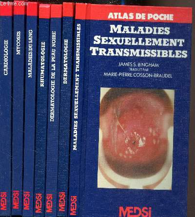 Atlas de Poche - 7 Volumes - Mycoses - Dermatologie de la peau noire - Maladies du sang - Rhumatologie - Maladies sexuellement transmissibles - Dermatologie - Cardiologie