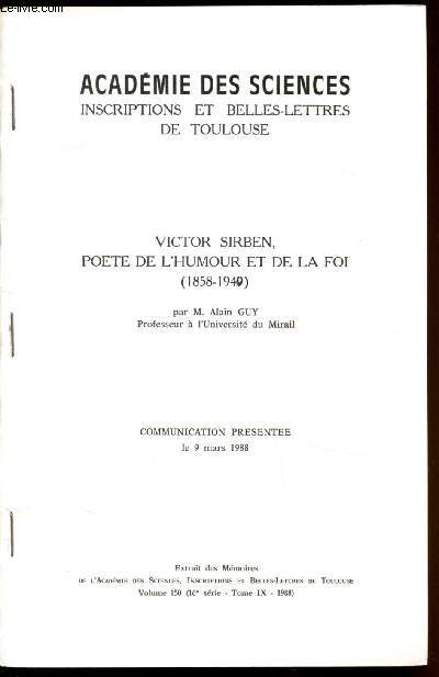 Brochure - Victor Sirben, poete de l'humou et de la foi (1858-1940) - Communication prsente le 9 mars 1988.
