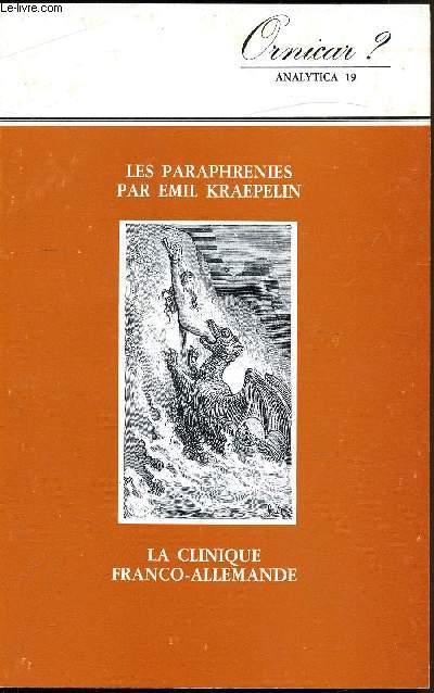 Ornicar - Analytica 19 - Les paraphrnis par emil Kraepelin - La clinique Franco-Allemande