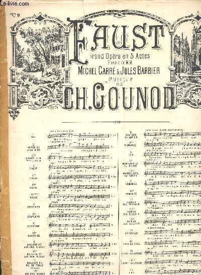 Faust - Grand opra en 5 Actes - Musique de Ch. Gounod - Partition n 9 / A.C 652 (9)