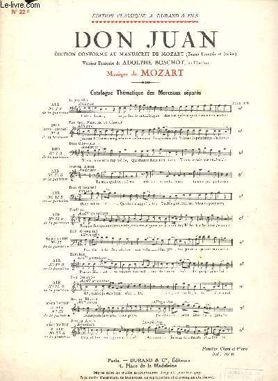 Don Juan - Edition conforme au manuscrit de Mozart - Partition nD & F 12278 - Partition n22 B - Chant et piano