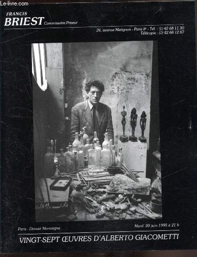 Vente aux enchres - Paris Drouot - Mardi 20 juin 1995 - collection de Monsieur X - 27 oeuvres d'Alberto Giacometti