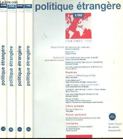 Politique trangre / Revue trimestrielle - 63me anne - nouvelle srie - numros 1  4/1998 -