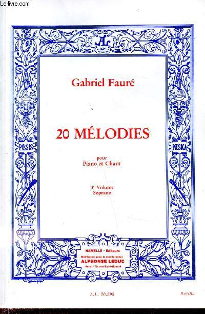 20 Mlodies pour Piano et chant - 3e volume - A.L. 26.595 -