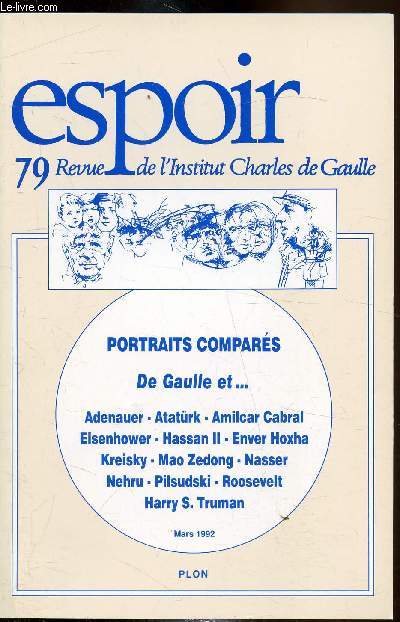 Revue Espoir - n 79 - Mars 1992 portraits Compars -