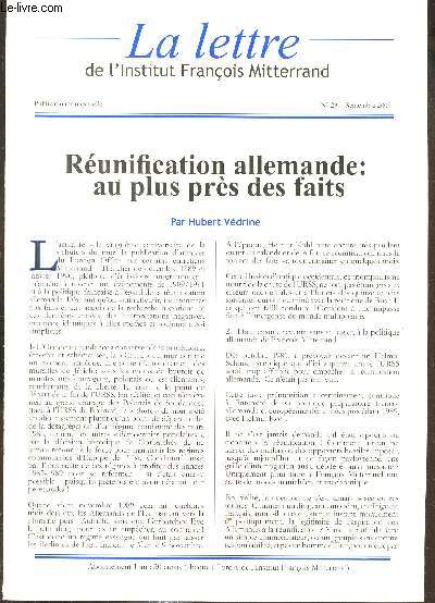 La lettre de l'Institut Franois Mitterand - n29 - Septembre 2009 - Runification allemande: au plus prs des faits