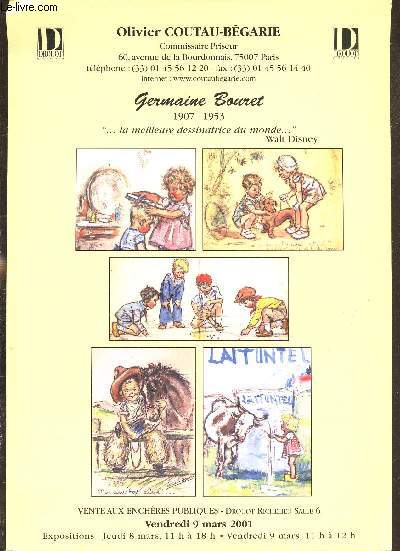 Brochure vente aux enchres - VEndredi 9 mars 2001 - Germain Bouret - 1907-1953 -